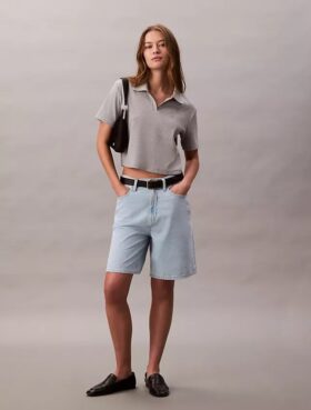 Bermudas de Denim holgadas de mezcla de lino Bermudas de Denim holgadas de mezcla de lino