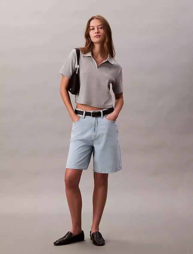 Bermudas de Denim holgadas de mezcla de lino Bermudas de Denim holgadas de mezcla de lino