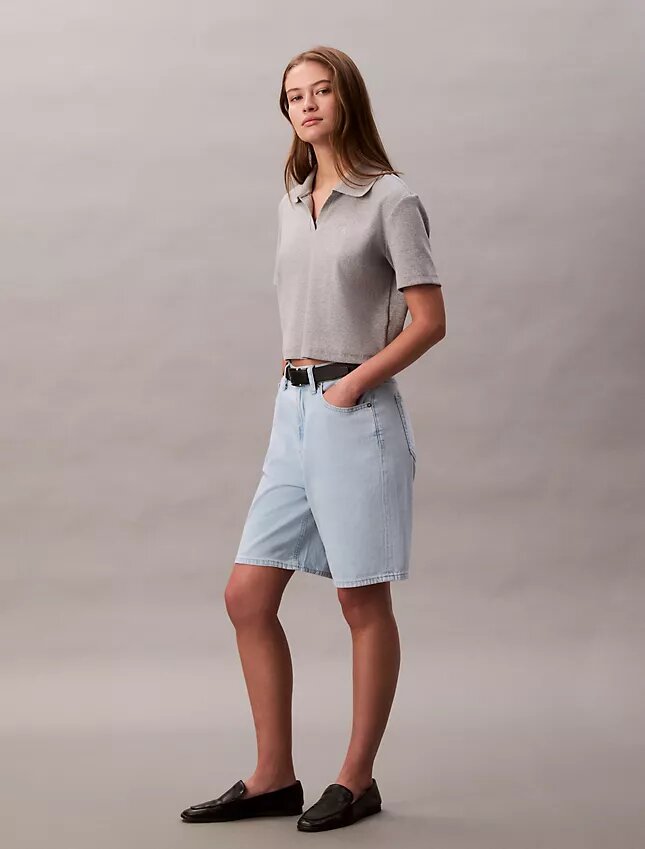 Bermudas de Denim holgadas de mezcla de lino Bermudas de Denim holgadas de mezcla de lino