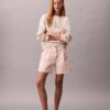 Bermudas plisadas de sarga Cotton Stretch de algodón Bermudas plisadas de sarga Cotton Stretch de algodón
