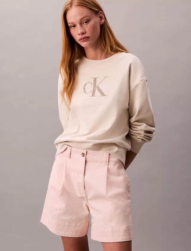 Bermudas plisadas de sarga Cotton Stretch de algodón Bermudas plisadas de sarga Cotton Stretch de algodón