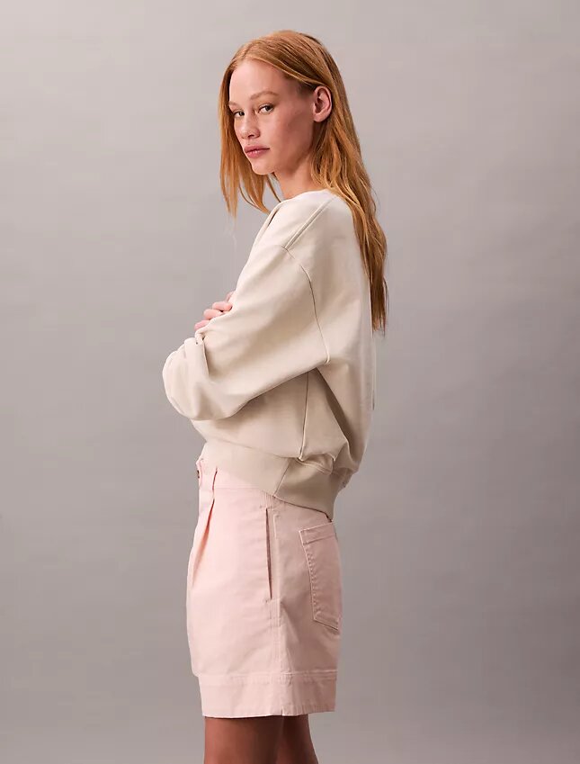 Bermudas plisadas de sarga Cotton Stretch de algodón Bermudas plisadas de sarga Cotton Stretch de algodón