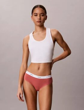 Bikini de algodón elástico con costuras acanaladas