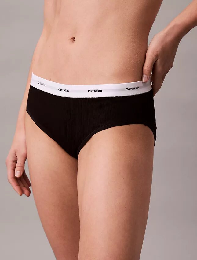 Bikini de algodón elástico con costuras acanaladas Bikini de algodón elástico con costuras acanaladas