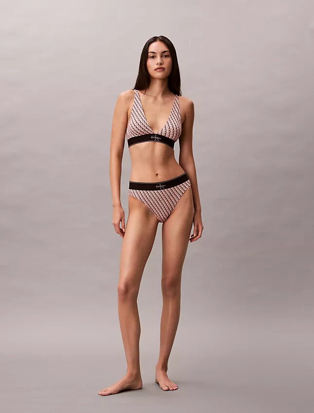 Bikini de cintura alta elástico de Microfiber con Monogram gráfico Bikini de cintura alta elástico de Microfiber con Monogram gráfico