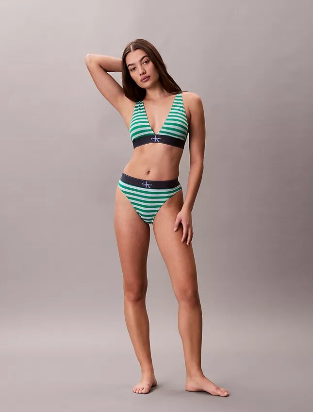 Bikini de cintura alta elástico de Microfiber con Monogram gráfico Bikini de cintura alta elástico de Microfiber con Monogram gráfico
