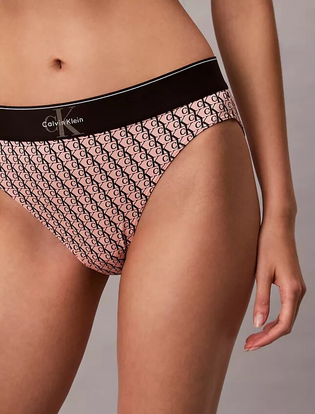 Bikini de cintura alta elástico de Microfiber con Monogram gráfico Bikini de cintura alta elástico de Microfiber con Monogram gráfico