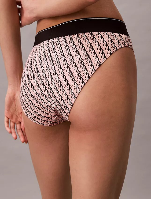Bikini de cintura alta elástico de Microfiber con Monogram gráfico Bikini de cintura alta elástico de Microfiber con Monogram gráfico