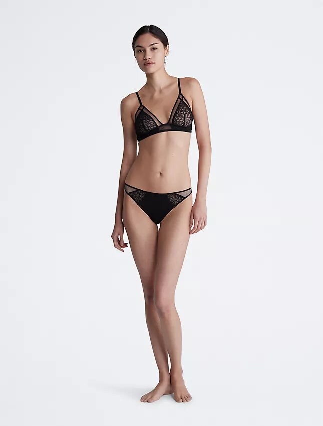 Bikini de encaje con estampado gráfico negro de CK Black Bikini de encaje con estampado gráfico negro de CK Black