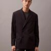 Blazer de doble botonadura en mezcla de gabardina de lana Blazer de doble botonadura en mezcla de gabardina de lana