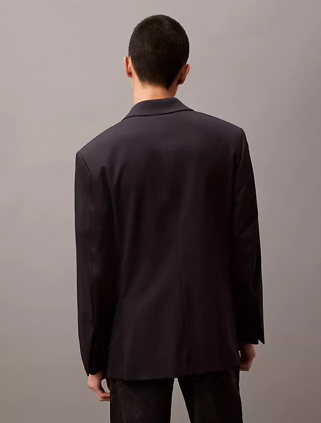 Blazer de doble botonadura en mezcla de gabardina de lana Blazer de doble botonadura en mezcla de gabardina de lana