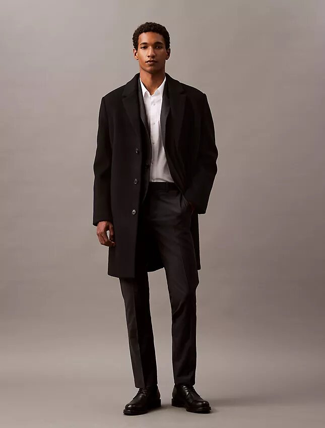 Blazer de una sola fila de botones en mezcla de lana Blazer de una sola fila de botones en mezcla de lana