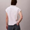 Blusa de manga corta de mezcla de lino Blusa de manga corta de mezcla de lino