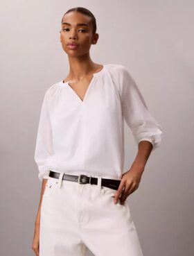 Blusa ligera de mezcla de algodón