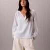 Blusa ligera de mezcla de algodón