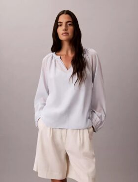 Blusa ligera de mezcla de algodón