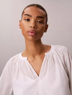 Blusa ligera de mezcla de algodón