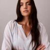 Blusa ligera de mezcla de algodón