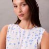 Blusa sin mangas de gasa estampada Blusa sin mangas de gasa estampada