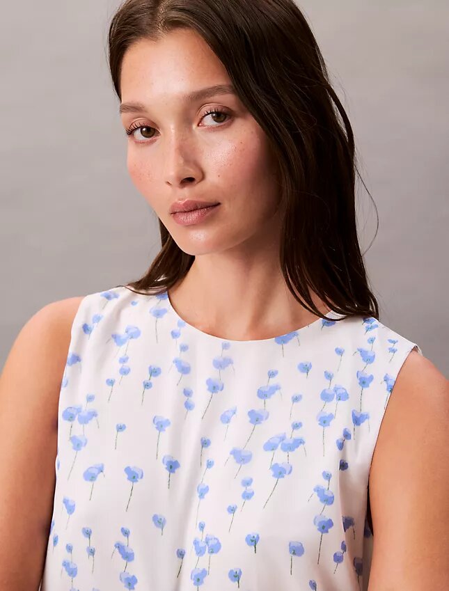 Blusa sin mangas de gasa estampada Blusa sin mangas de gasa estampada