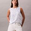 Blusa sin mangas de gasa estampada Blusa sin mangas de gasa estampada