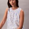 Blusa sin mangas de gasa estampada Blusa sin mangas de gasa estampada
