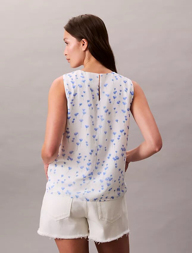 Blusa sin mangas de gasa estampada Blusa sin mangas de gasa estampada
