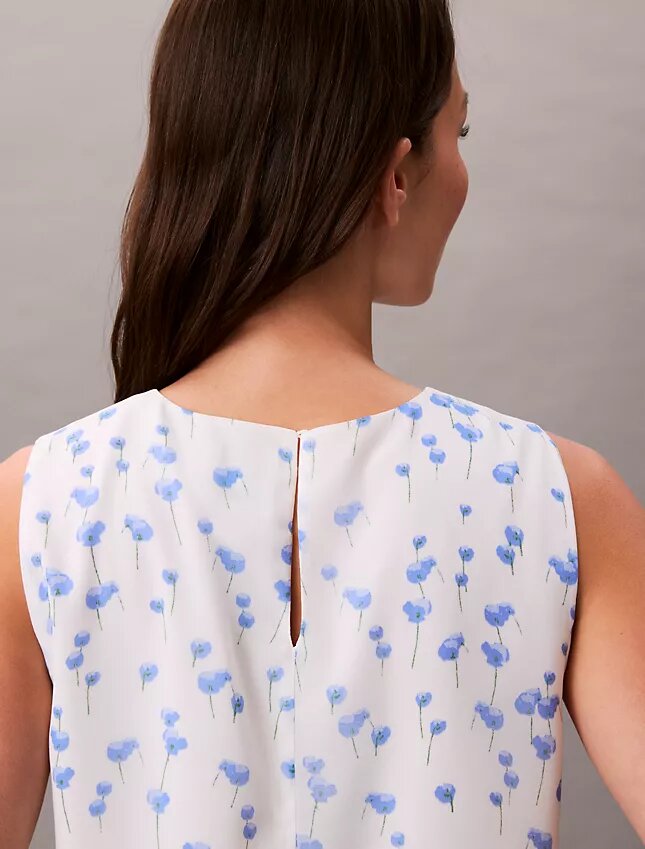 Blusa sin mangas de gasa estampada Blusa sin mangas de gasa estampada