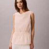 Blusa sin mangas de popelín de algodón Blusa sin mangas de popelín de algodón