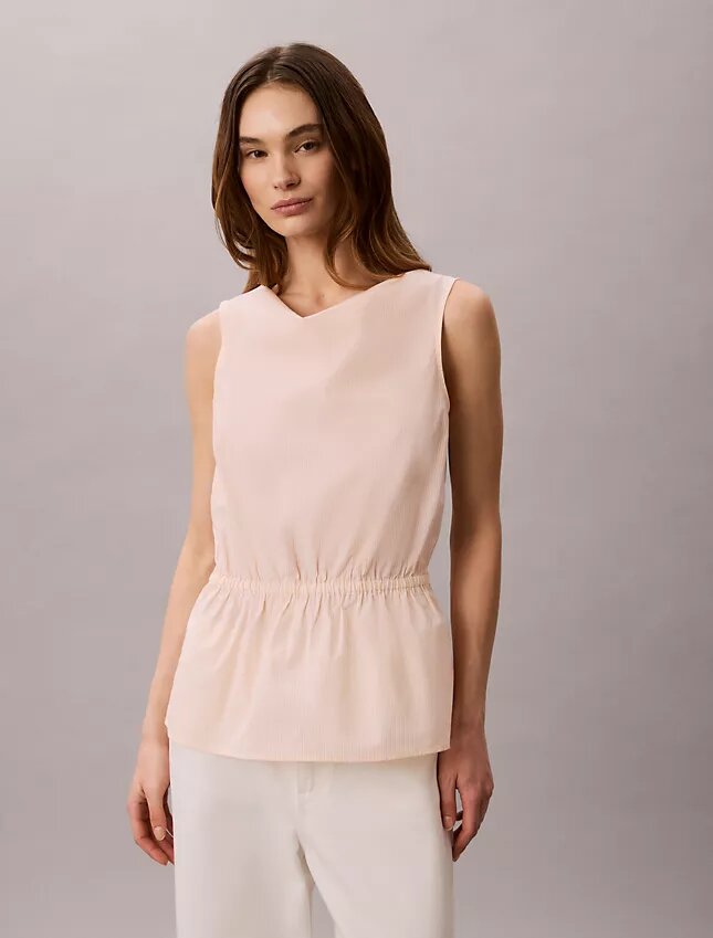 Blusa sin mangas de popelín de algodón Blusa sin mangas de popelín de algodón