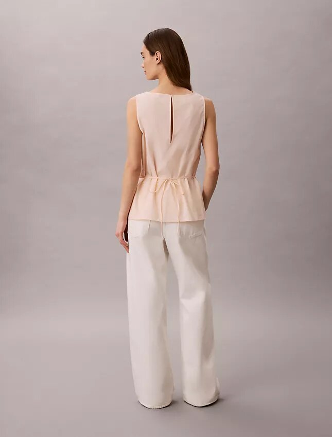Blusa sin mangas de popelín de algodón Blusa sin mangas de popelín de algodón