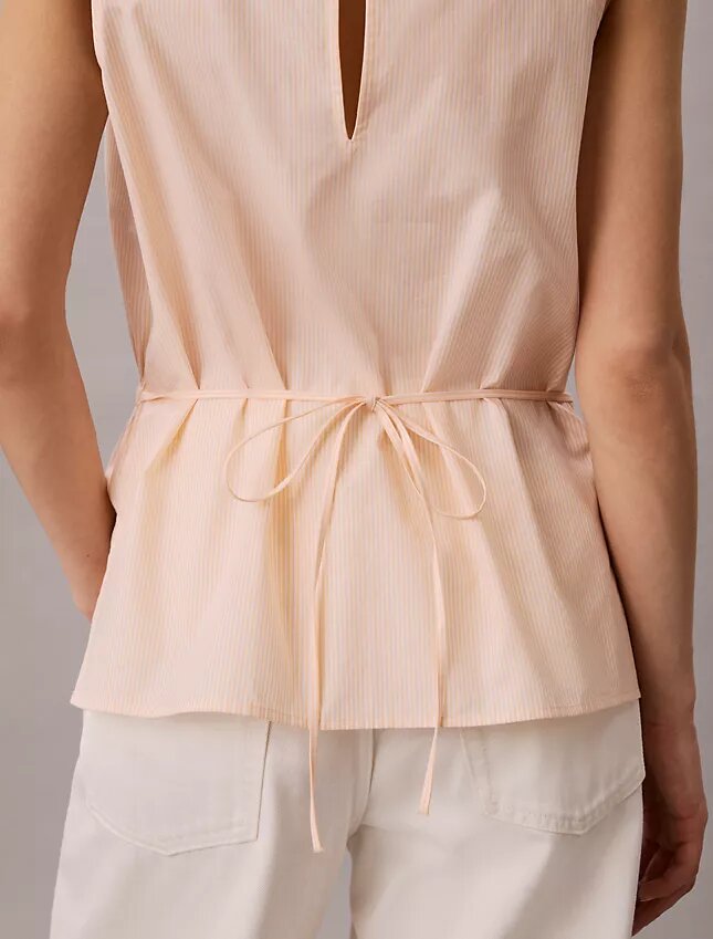 Blusa sin mangas de popelín de algodón Blusa sin mangas de popelín de algodón