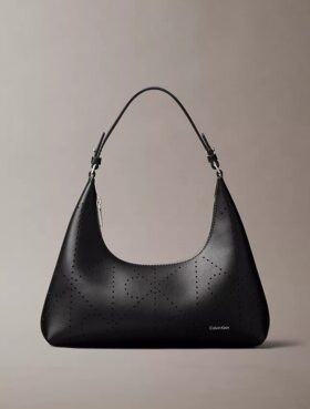 Bolso de hombro con logotipo perforado Bolso de hombro con logotipo perforado