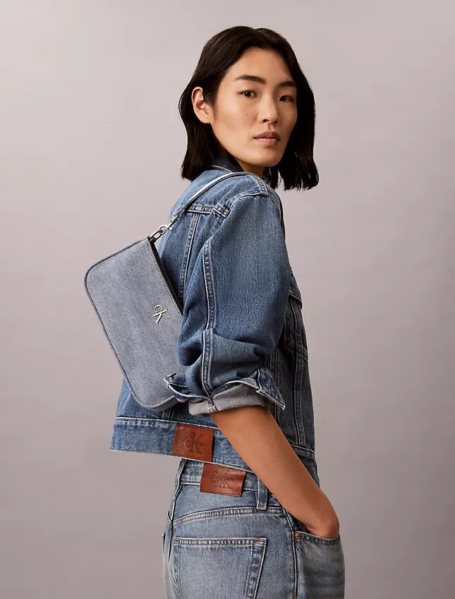Bolso de hombro convertible de Denim con logotipo Bolso de hombro convertible de Denim con logotipo