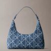 Bolso de hombro de Denim con logotipo en todo el diseño