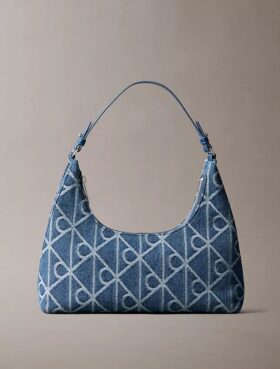 Bolso de hombro de Denim con logotipo en todo el diseño