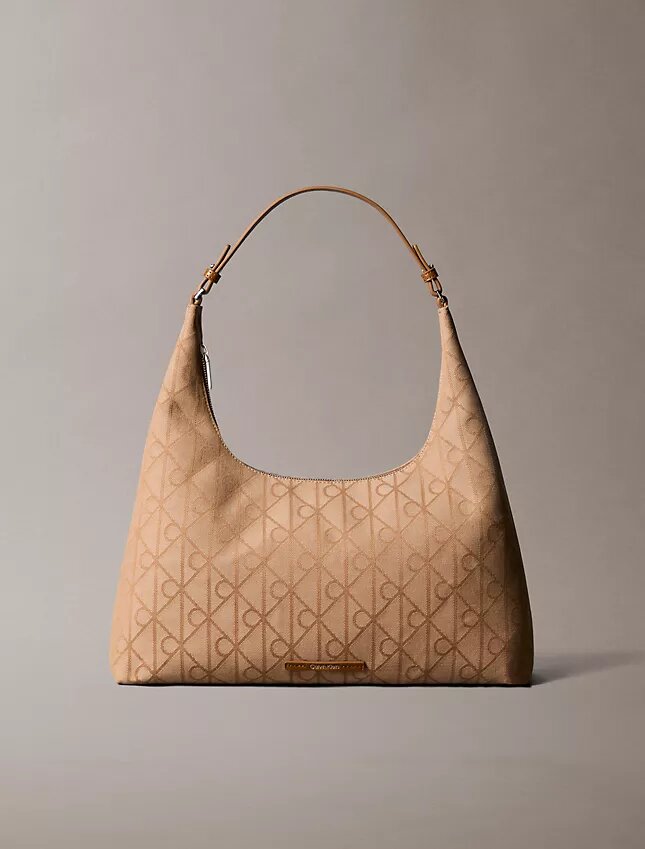 Bolso de hombro de jacquard con emblema Bolso de hombro de jacquard con emblema