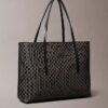 Bolso tote pequeño con estampado del logotipo en todo el diseño y bolsillo Bolso tote pequeño con estampado del logotipo en todo el diseño y bolsillo