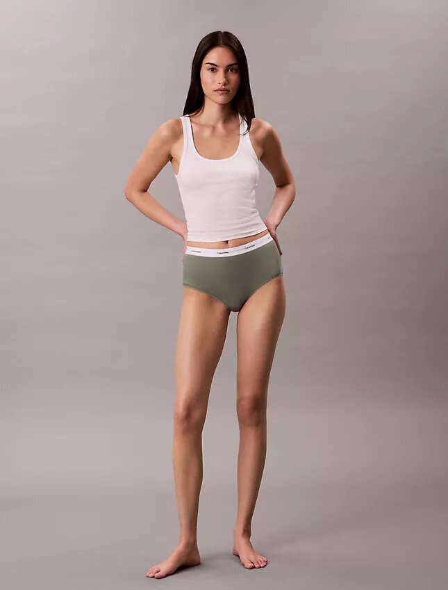 Braguita de talle alto de Cotton Stretch acanalado Braguita de talle alto de Cotton Stretch acanalado