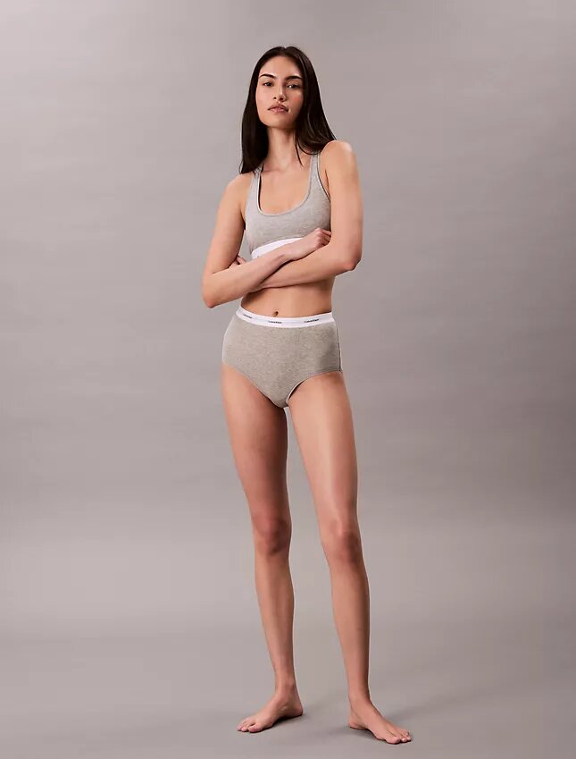Braguita de talle alto de Cotton Stretch acanalado Braguita de talle alto de Cotton Stretch acanalado