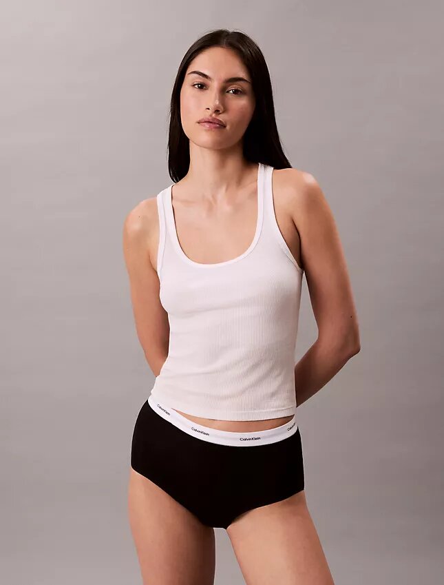 Braguita de talle alto de Cotton Stretch acanalado Braguita de talle alto de Cotton Stretch acanalado