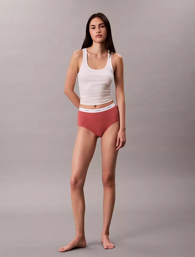 Braguita de talle alto de Cotton Stretch acanalado Braguita de talle alto de Cotton Stretch acanalado