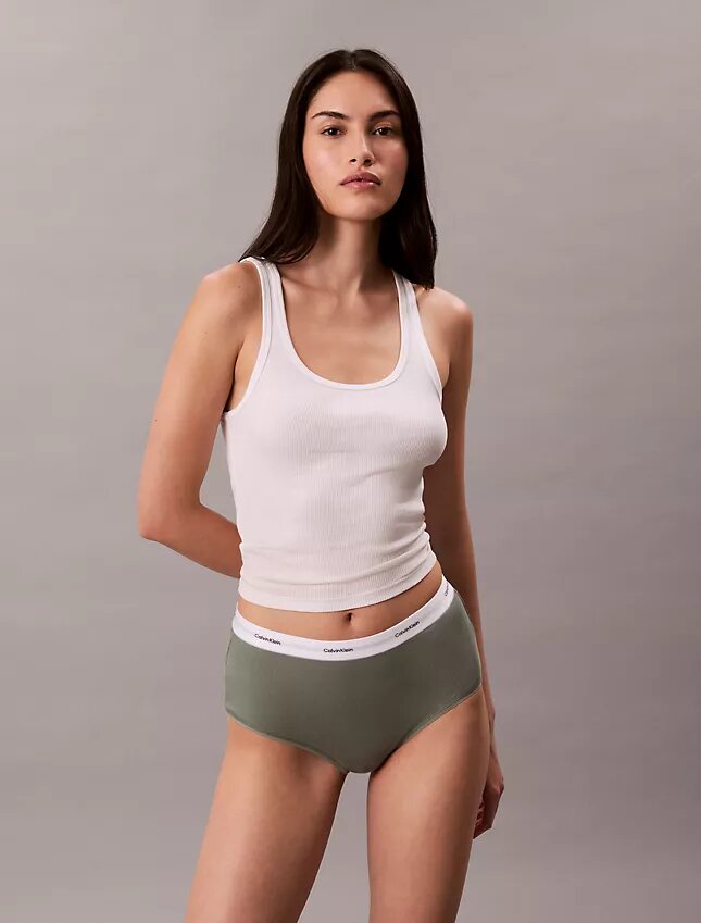 Braguita de talle alto de Cotton Stretch acanalado Braguita de talle alto de Cotton Stretch acanalado