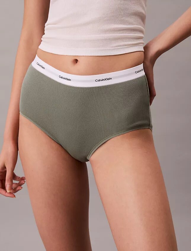 Braguita de talle alto de Cotton Stretch acanalado Braguita de talle alto de Cotton Stretch acanalado