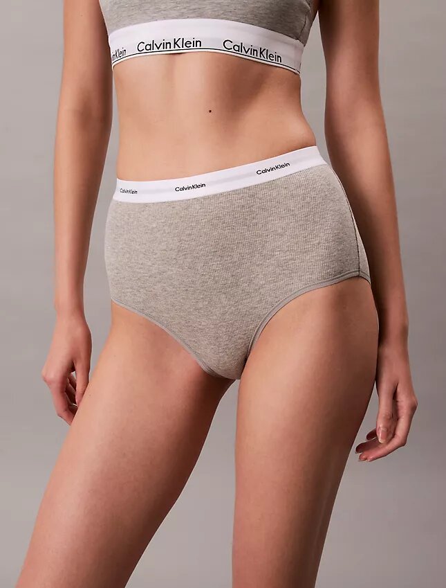 Braguita de talle alto de Cotton Stretch acanalado Braguita de talle alto de Cotton Stretch acanalado