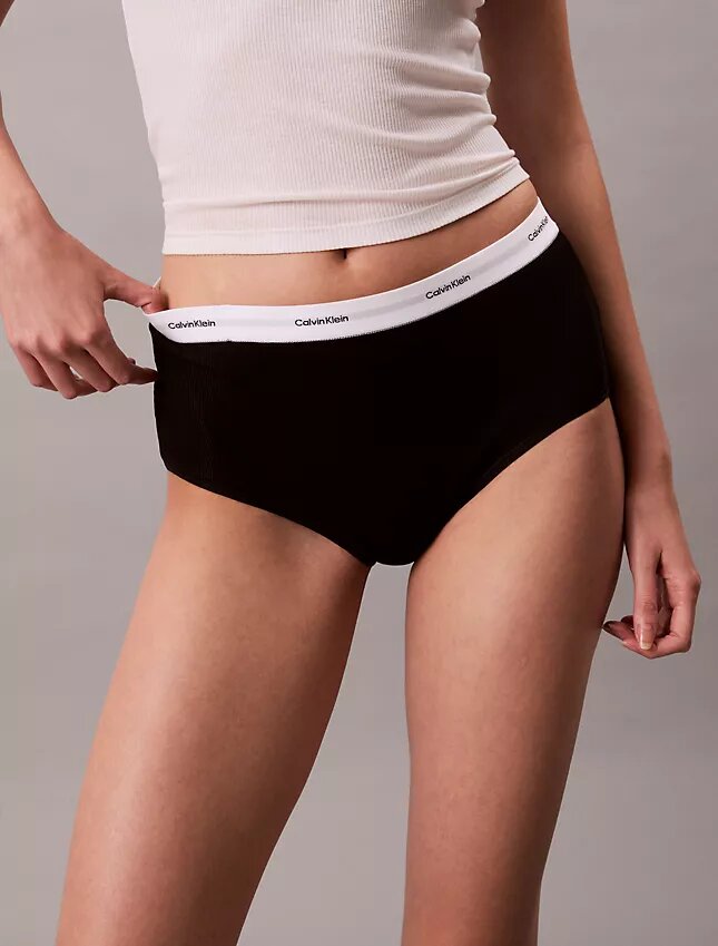 Braguita de talle alto de Cotton Stretch acanalado Braguita de talle alto de Cotton Stretch acanalado
