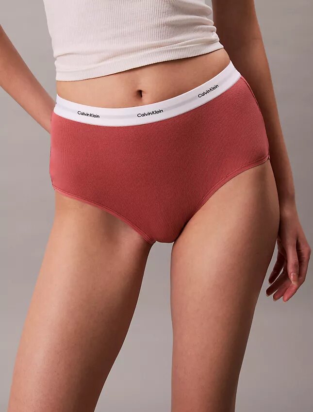 Braguita de talle alto de Cotton Stretch acanalado Braguita de talle alto de Cotton Stretch acanalado