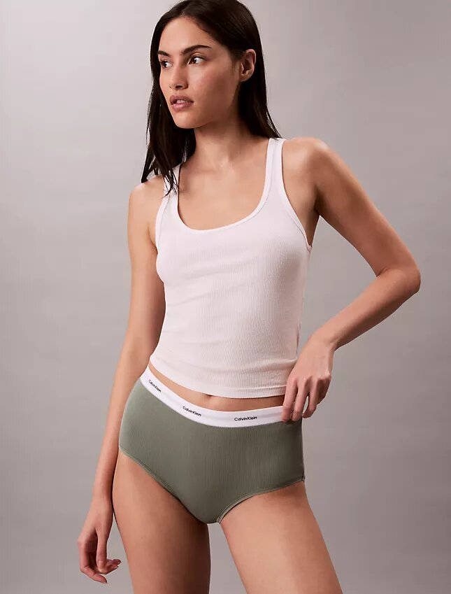 Braguita de talle alto de Cotton Stretch acanalado Braguita de talle alto de Cotton Stretch acanalado