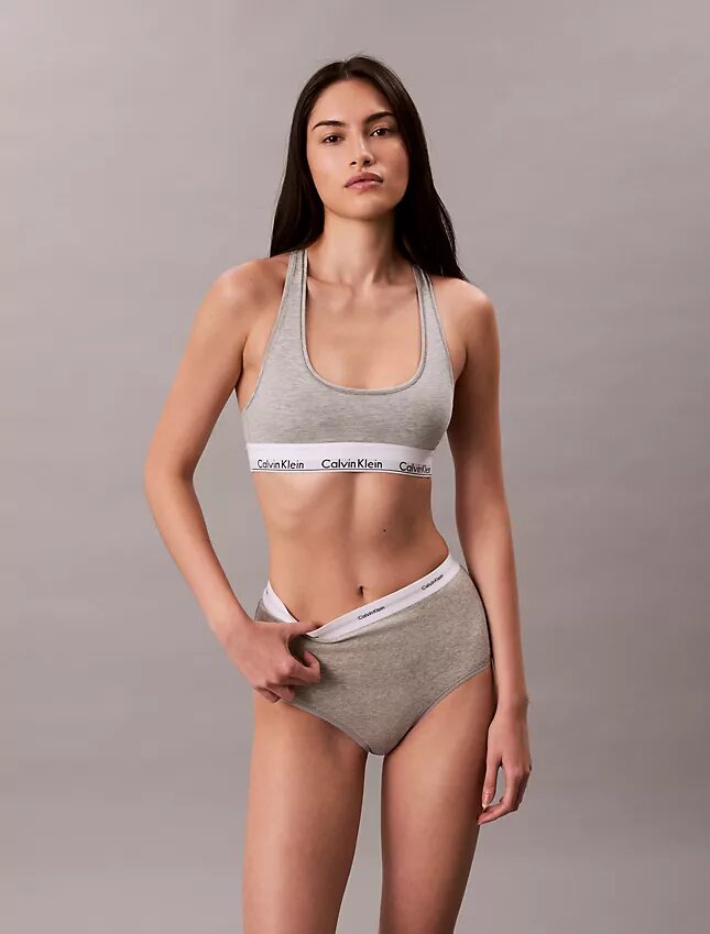 Braguita de talle alto de Cotton Stretch acanalado Braguita de talle alto de Cotton Stretch acanalado