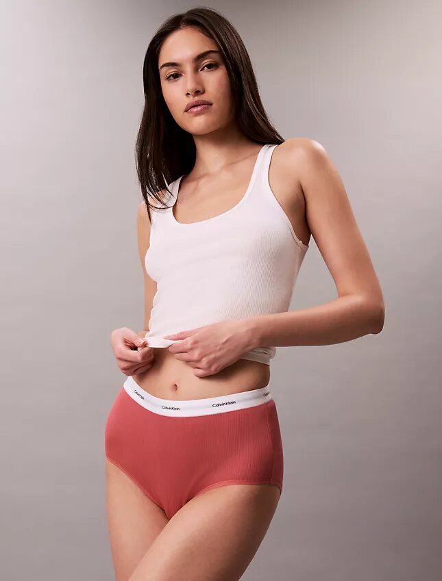 Braguita de talle alto de Cotton Stretch acanalado Braguita de talle alto de Cotton Stretch acanalado